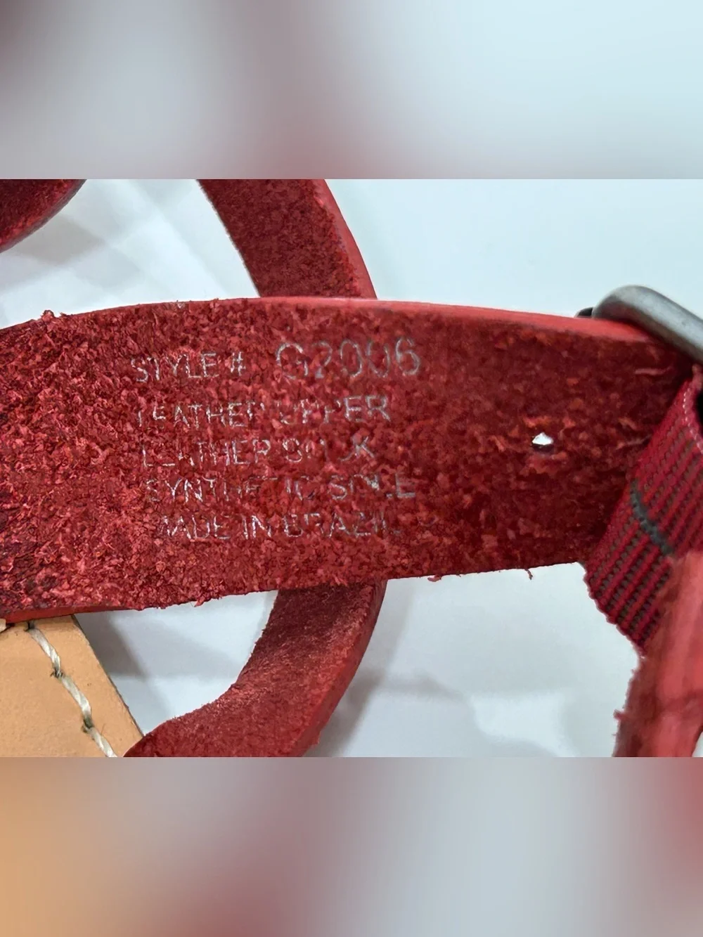 Madewell The Boardwalk Women’s Side 8 US Sandals Leather Upper Red Strap G2006